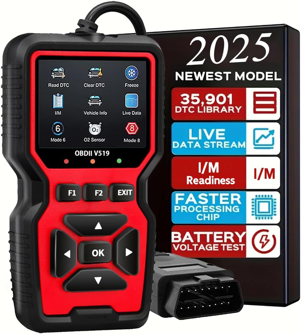 Professional OBD2 Diagnostic Scanner Tool - Engine Check Light Code Reader, Battery Voltage Tester, I/M Readiness, Reset, and Code Eraser, Suitable for All OBD II Protocol Car & Truck Since 1996