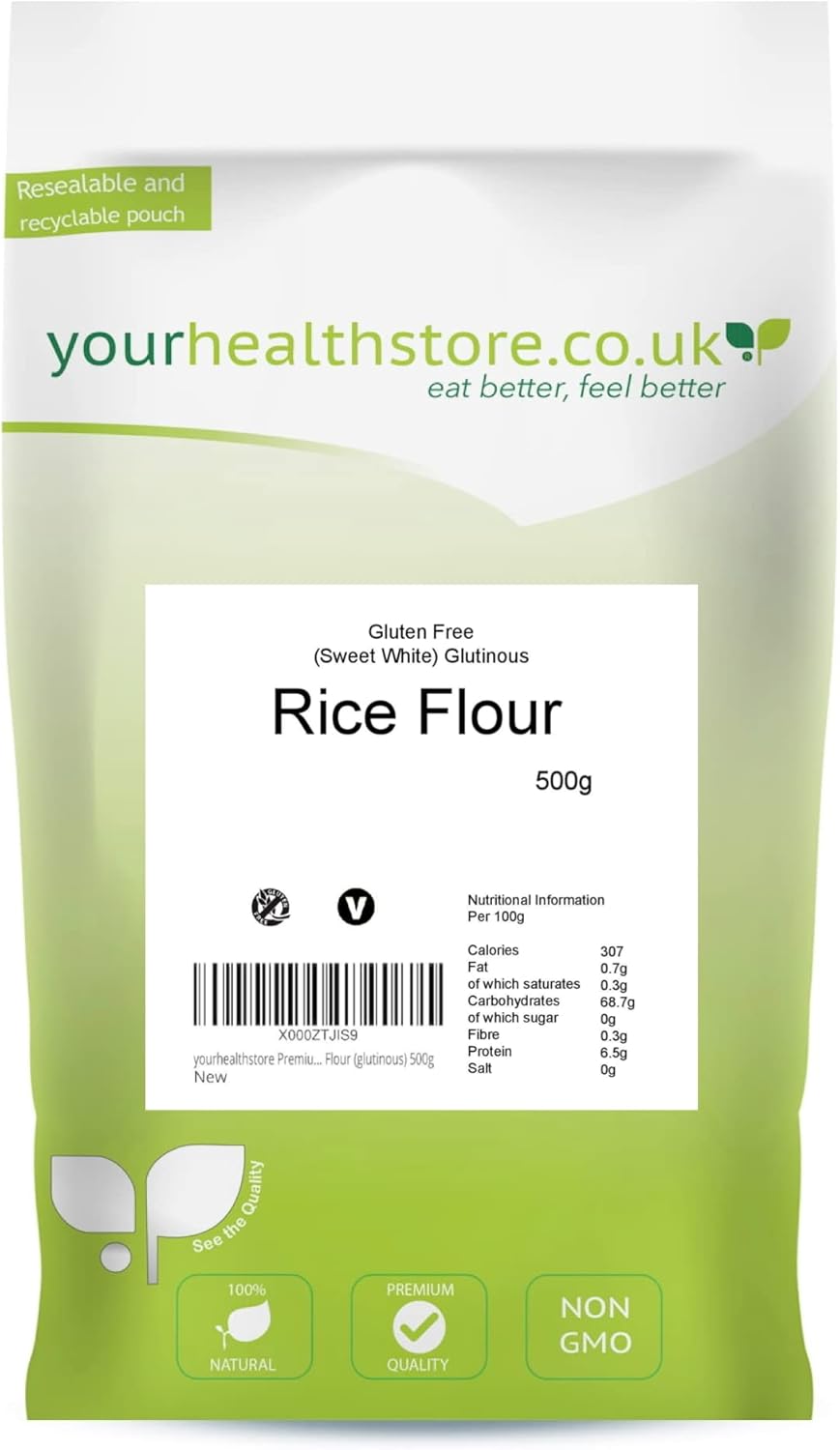yourhealthstore Premium Gluten Free Sweet White Rice Flour 500g (glutinous), Mochi flour.