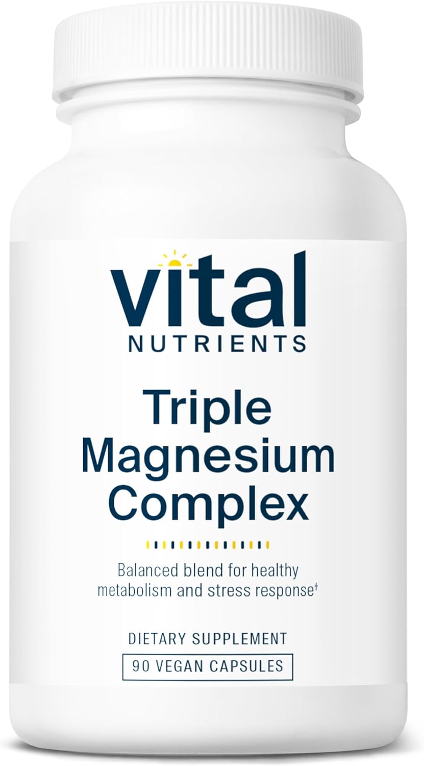 Vital Nutrients Triple Magnesium Complex | Vegan Magnesium Glycinate, Malate & Oxide 250mg | Easily Absorbed Magnesium Supplement for Stress, Muscle, Heart, Bone Support | 90 Capsules