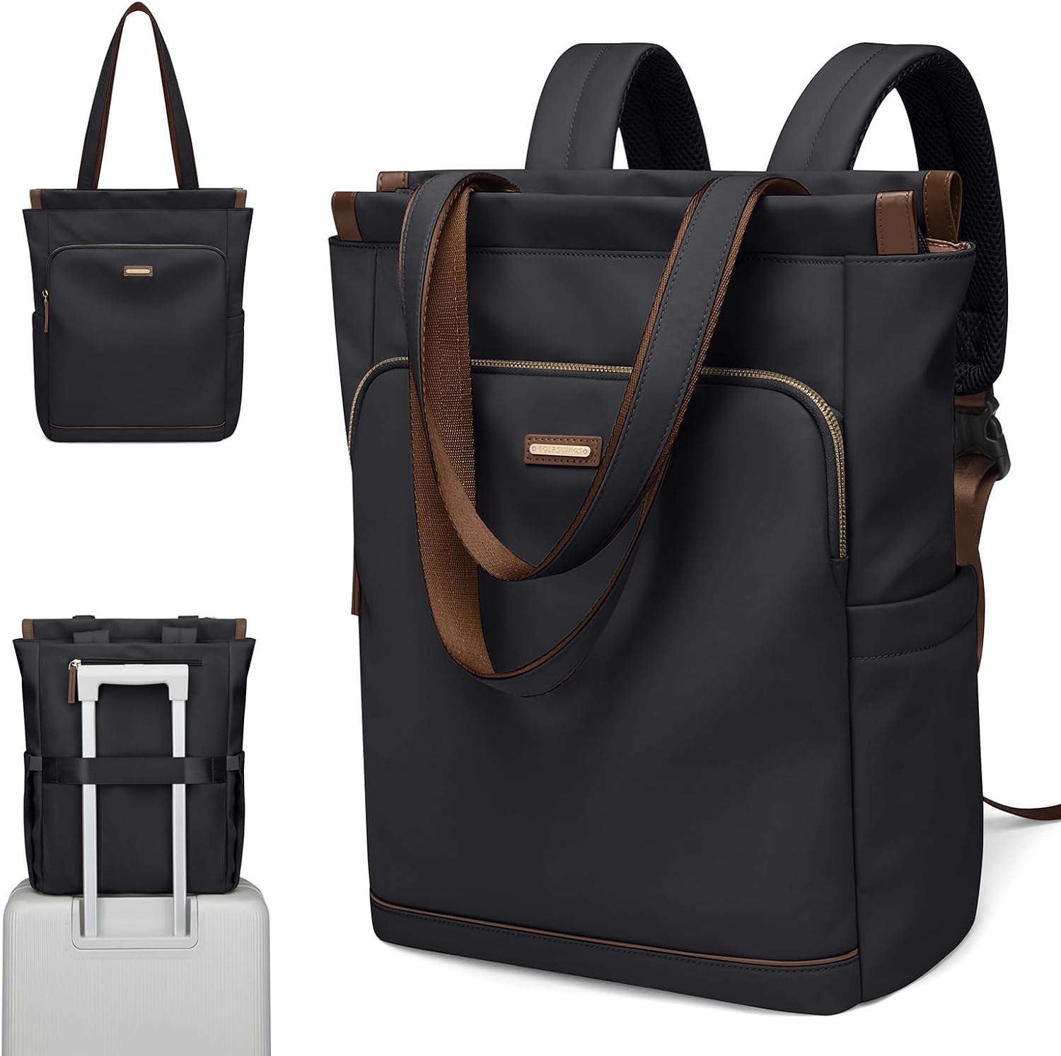 GOLF SUPAGS Convertible Laptop Backpack for Women Casual Daypack Notebook Tote Bag for Work College Travel Leisure (Black)