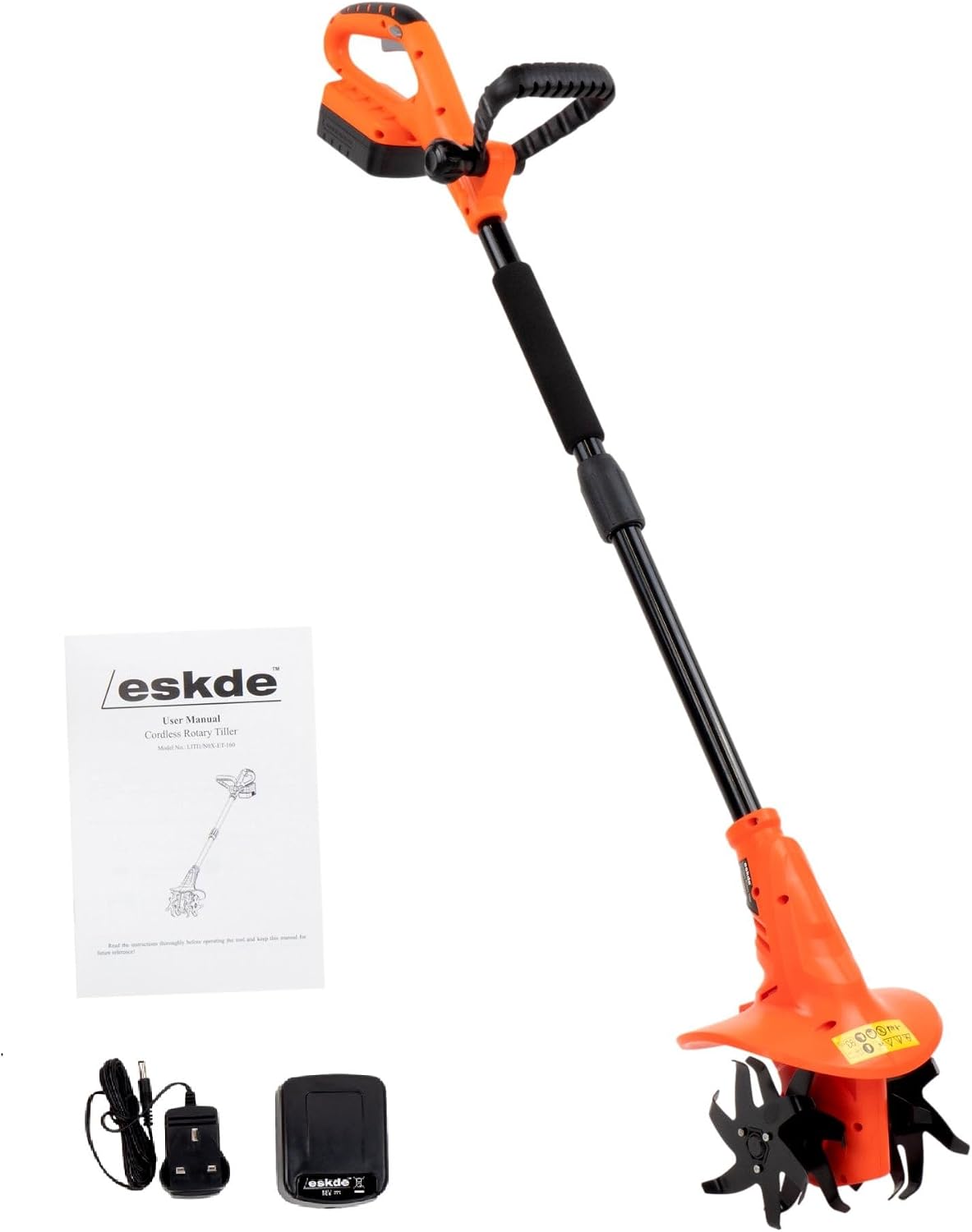 eSkde Garden Rotavator, Tiller and Cultivator, Cordless Garden Tool