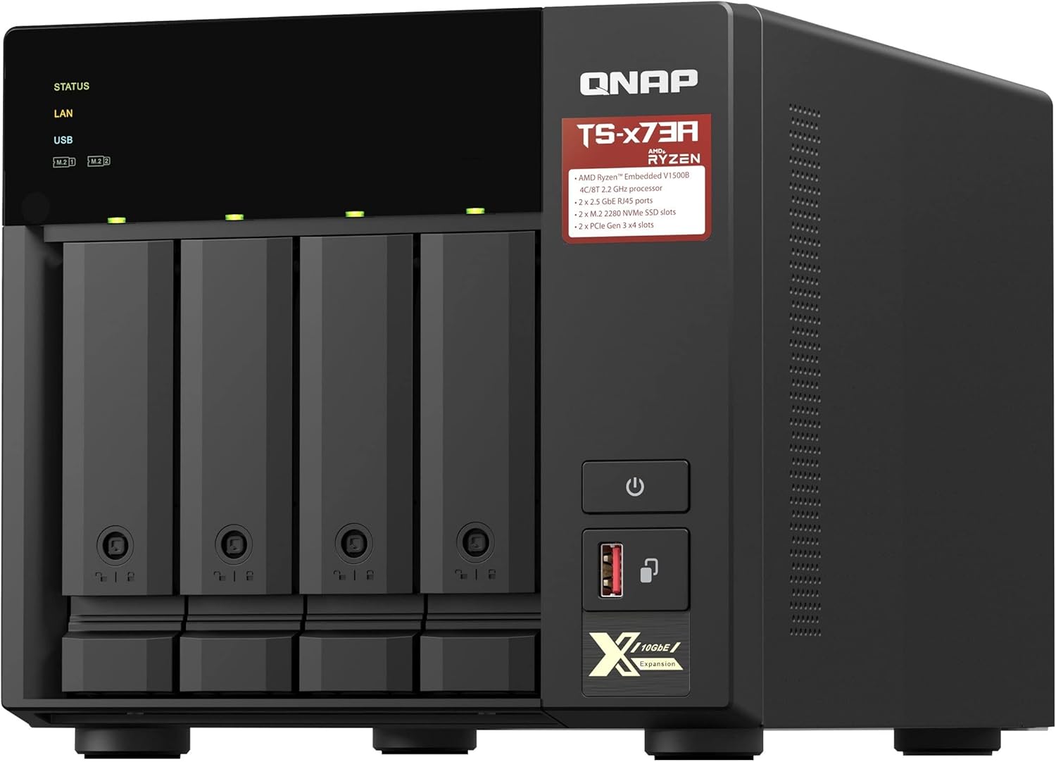 QNAP TS-473A-8G AMD Ryzen quad-core 2.2 GHz 2.5GbE NAS supports M.2 NVMe SSD and PCIe expansion