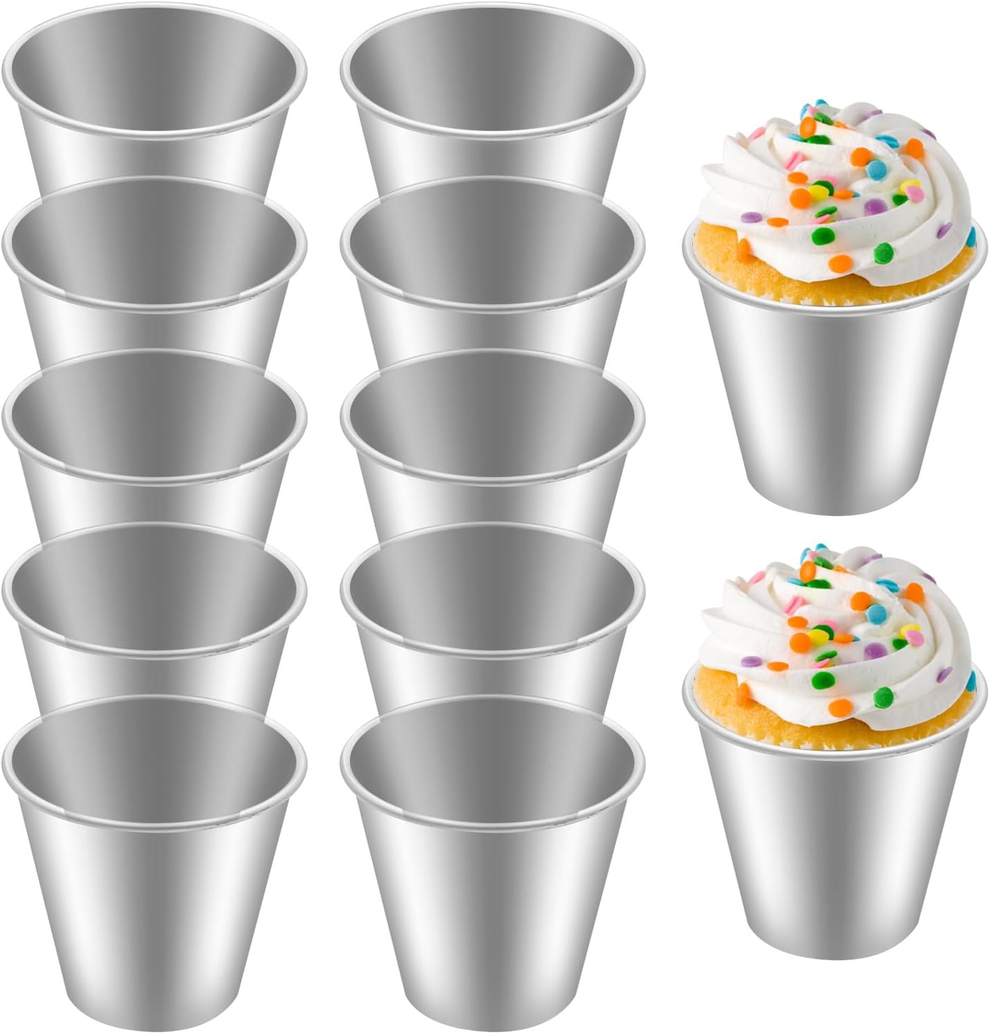 12 Pieces Pudding Molds Aluminum Baking Cup Muffin Tin Cupcake Moulds Baking Tool
