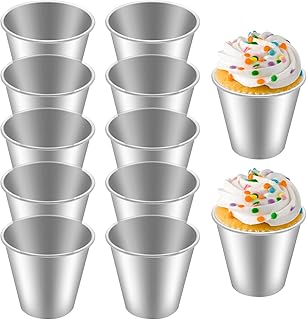 12 Pieces Pudding Molds Aluminum Baking Cup Muffin Tin Cupcake Moulds Baking Tool