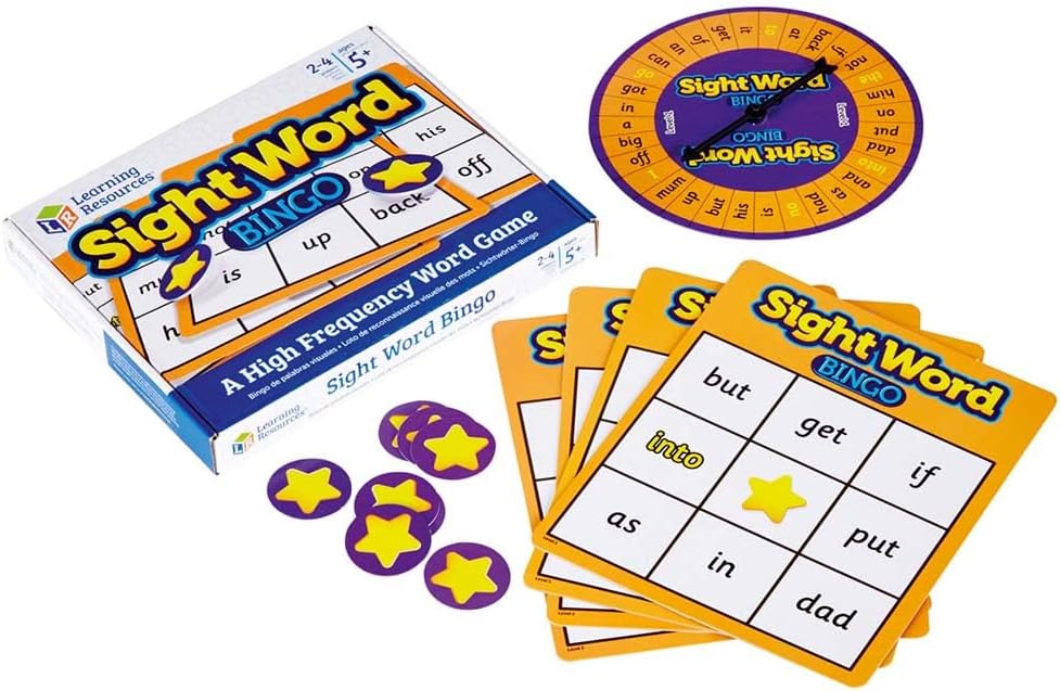 Learning Resources Sight Word Bingo, Classroom & Home Learning, Visual, Tactile And Auditory Learning, Phonics Games, Literacy Games, Ages 5+