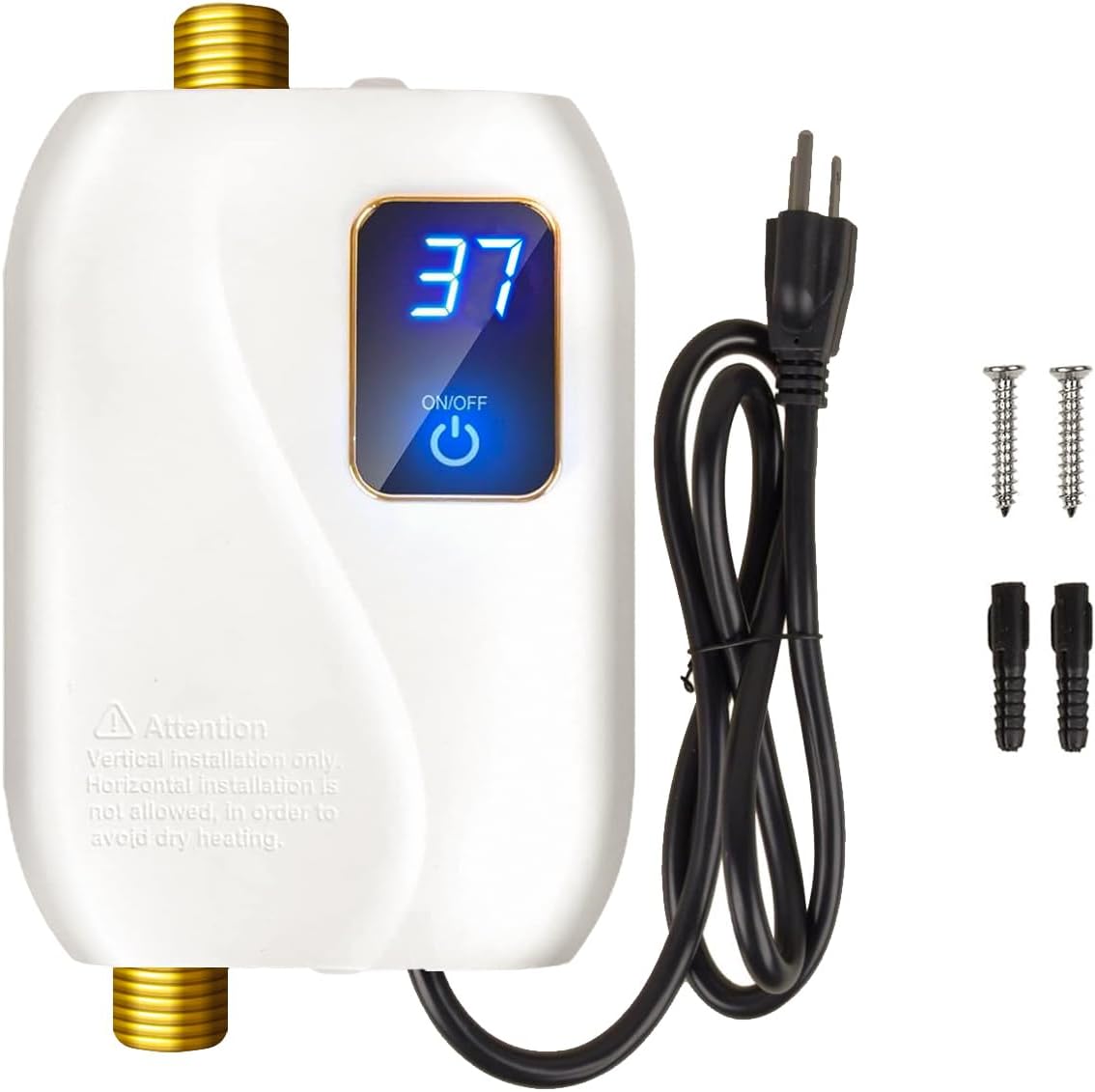 Tankless Water Heater Electric 110V, 3000W Instant Water Heater Under Sink, On Demand Hot Water Heater Electric with Digital Display, Electric Mini Water Heater for Kitchen Bathroom Washin