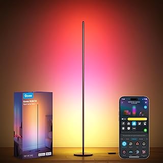 Govee RGBIC Floor Lamp, LED Corner Lamp Works with Alexa, 1000 Lumen Smart Modern Floor Lamp with Music Sync and 16 Million DIY Colors, Color Changing Standing Floor Lamp for Bedroom Living Room Black