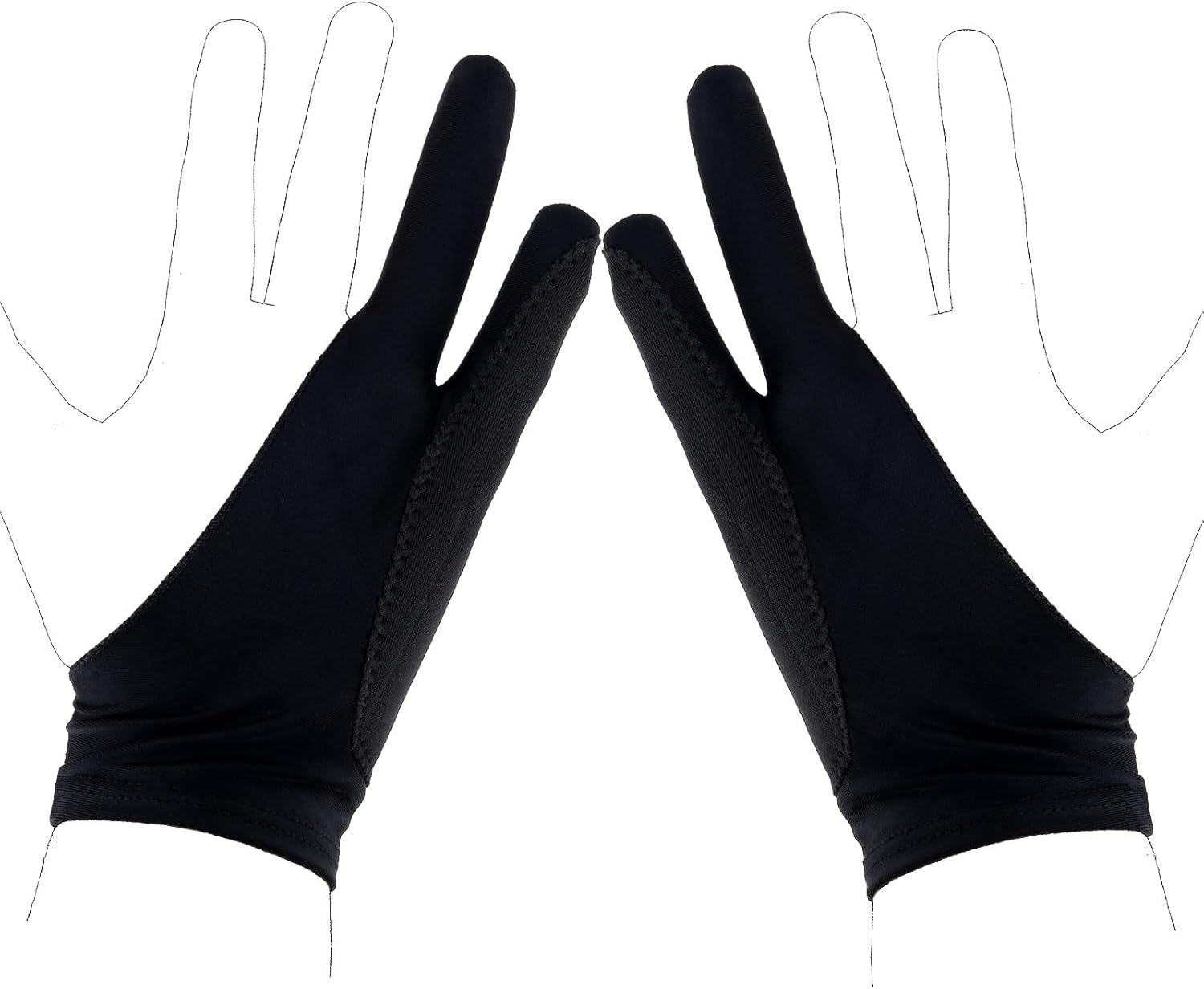 BOXOB Two-Finger Artist Glove for Drawing Tablet, 7.87x3.15in Art Glove for iPad & Graphics Tablet, Black Digital Drawing Gloves Fit Right Hand and Left Hand, Sketching & Inking Art Gift (Medium)