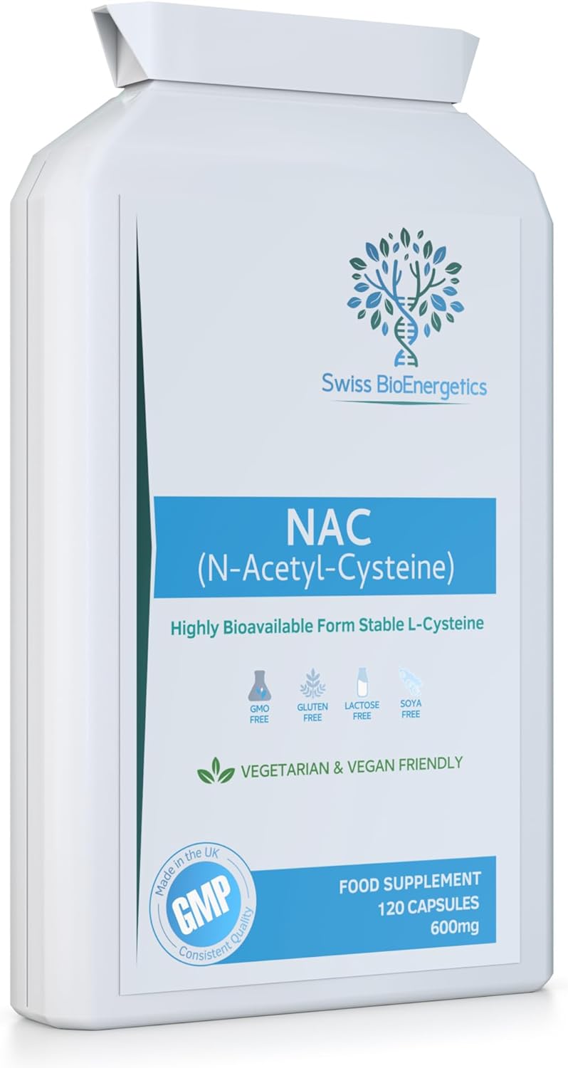 N-Acetyl Cysteine (NAC) 600 mg 120 Capsules - UK Manufactured and Suitable for Vegans & Vegetarians