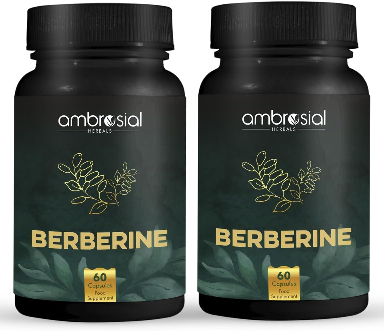 Ambrosial Berberine HCL 500mg per Capsule | High Strength Berberine Supplement for Healthy Lifestyle (Pack of 2-120 Capsules)