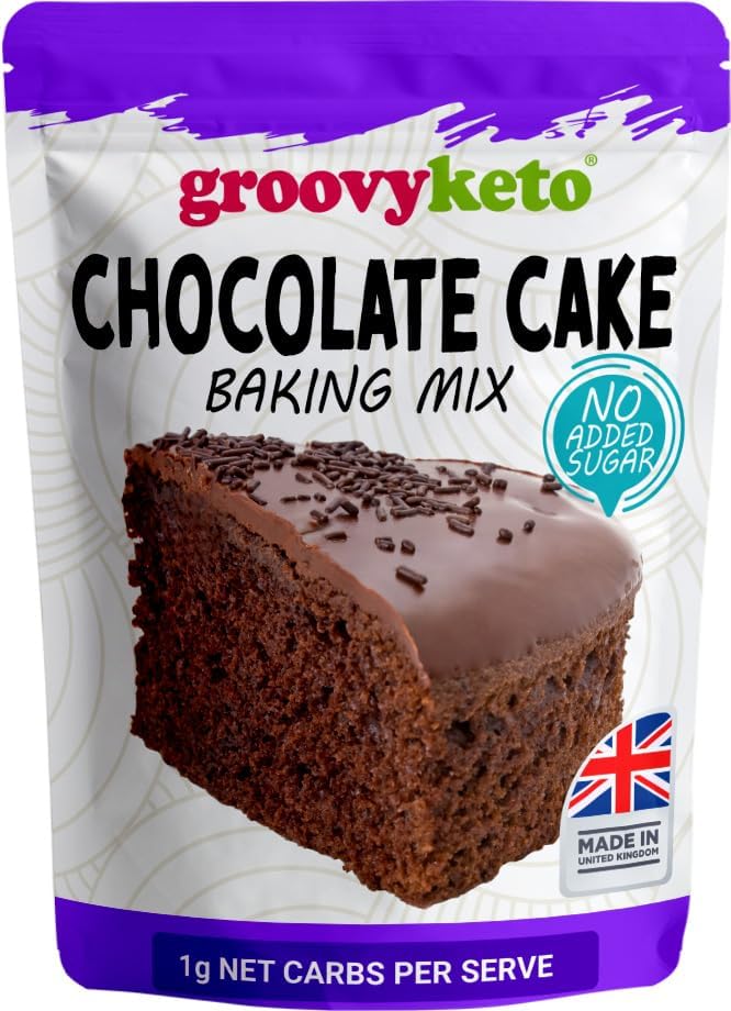 Groovy Keto Chocolate Cake/Cupcake Mix | Low Carb | Keto Friendly | Sugar Free | Only 1g Net Carbs Per slice | Keto Baking Mix, Diabetic Friendly - 260g Pouch