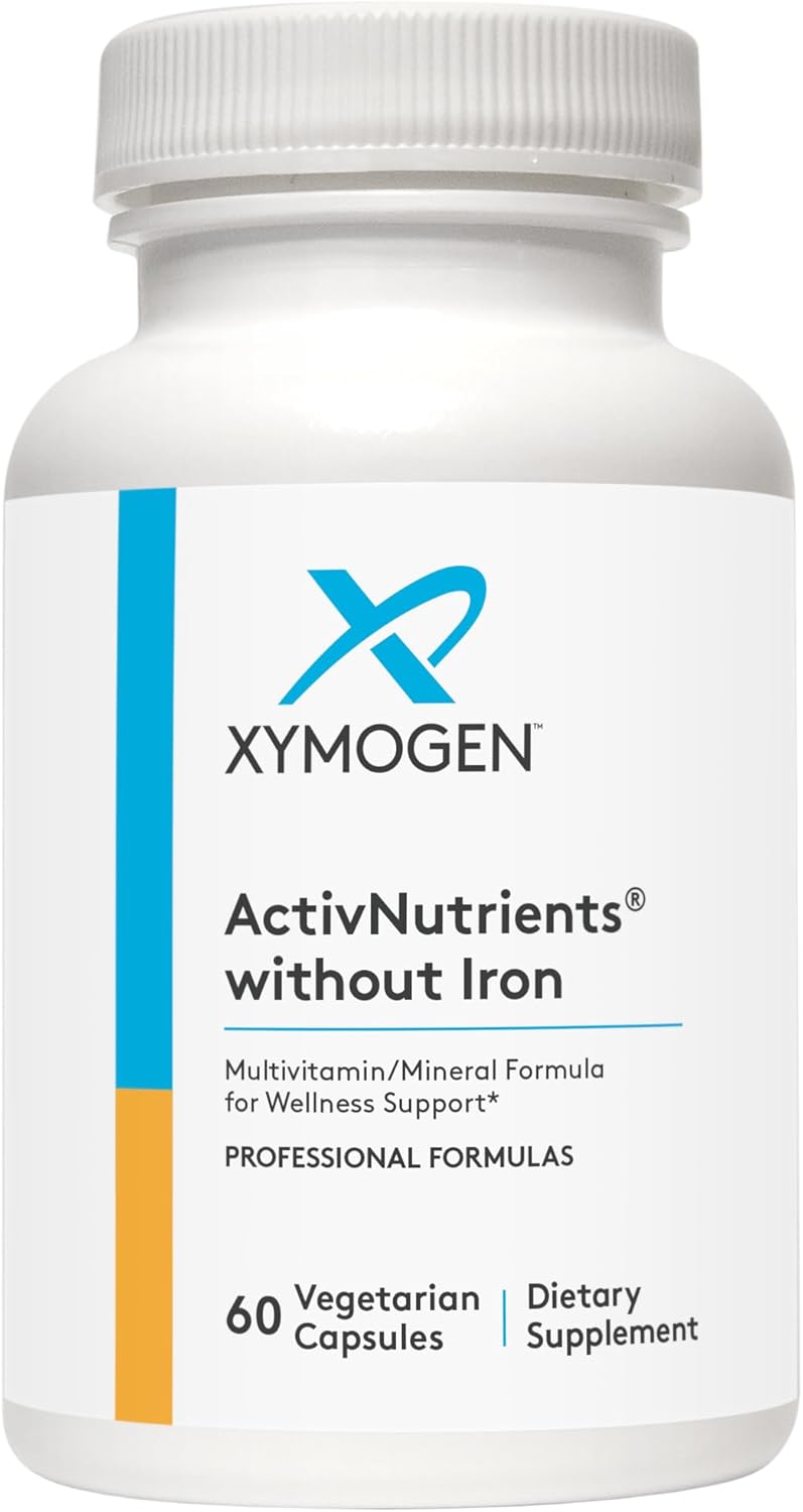 XYMOGEN ActivNutrients Without Iron - Multivitamin Multimineral for Wellness, Immune, Energy and Mood Support - Chelated Minerals + Active B Vitamins with Folate (60 Capsules)