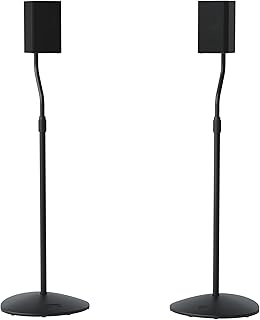 Sanus Adjustable Height Speaker Stand - Extends 28" to 38" - Holds Satellite & Small Bookshelf Speakers (i.e. Bose, Harmon Kardon, Polk, JBL, KEF, Klipsch, Sony and Others) - Set of 2 - Model: HTBS