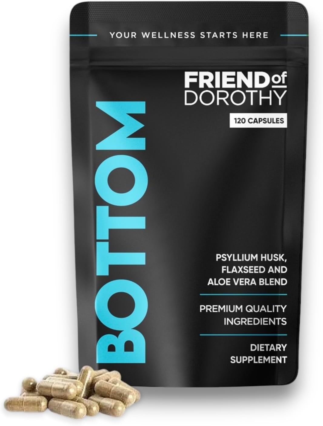 Bottom Fiber Supplement for Effortless Prep Time - Helps Promote Digestive Regularity - Psyllium Husk Based - for Men Who Bottom, 120 Capsules