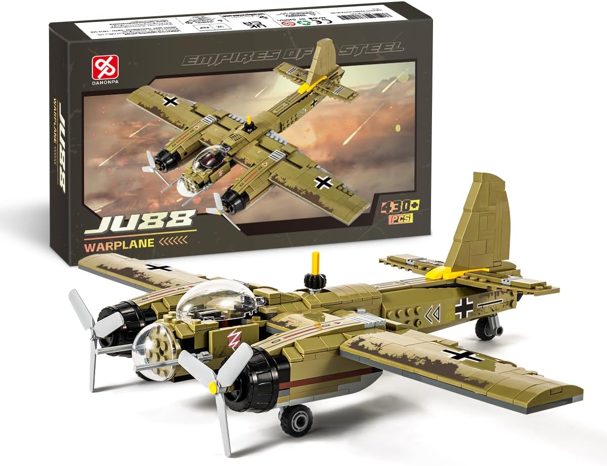 DAHONPA JU88 Bomber Plane Junker Aircraft Building Set [430pcs+] Classic German Fighter Models, Perfect for Holiday Gifts and Military Displays