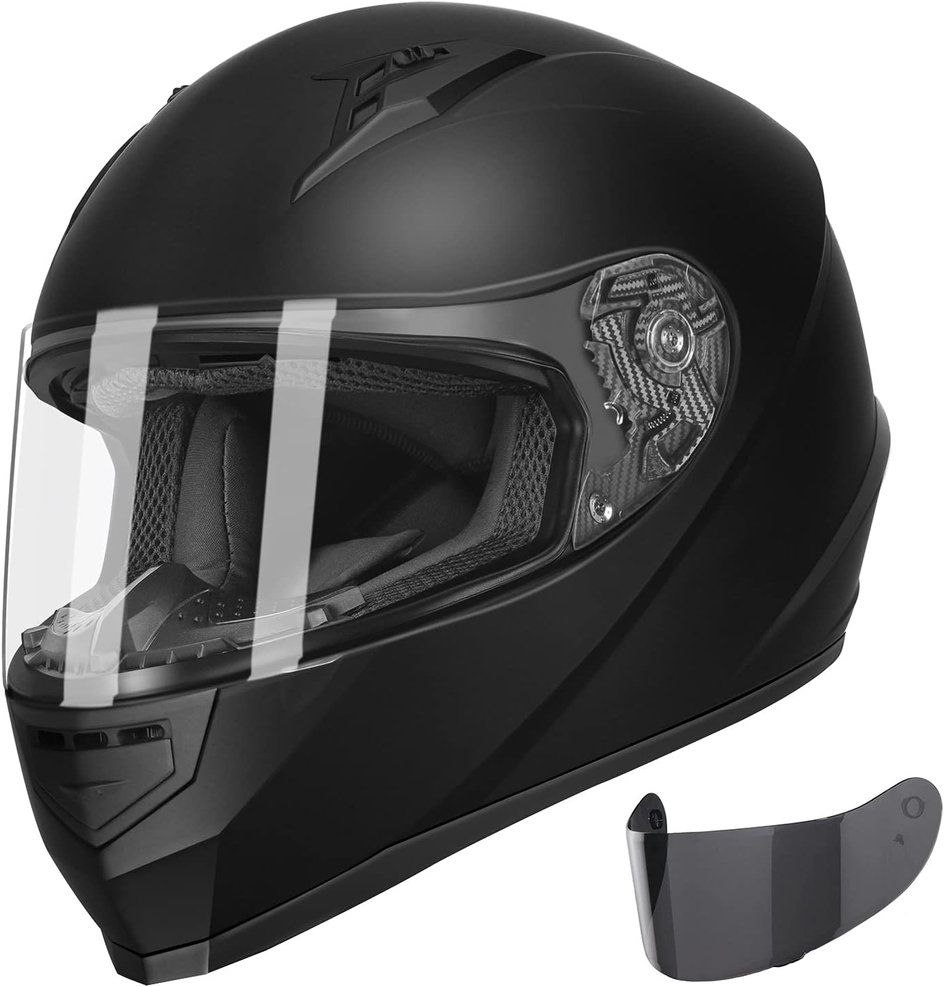 GLX GX11 Compact Motorcycle Helmet - Matte Black, Large - Full Face w/ Tinted Visor, DOT Approved