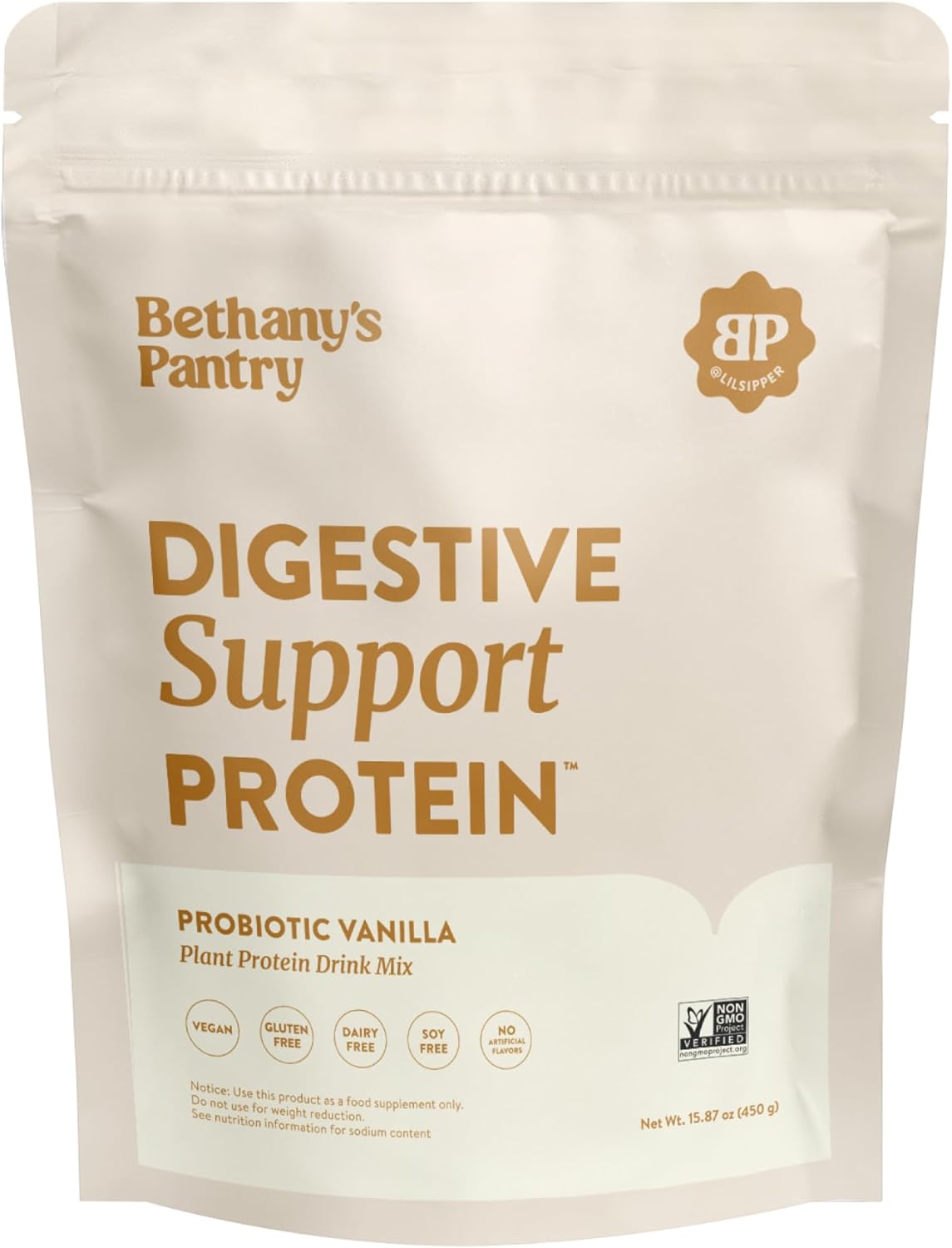 Nuzest Bethany's Pantry Digestive Support Protein - Probiotics for Digestive Health – Clean Lean Protein - Premium Vegan Pea Protein Powder – Plant Based - 20 Servings, 1 Pound (Pack of 1) - Vanilla