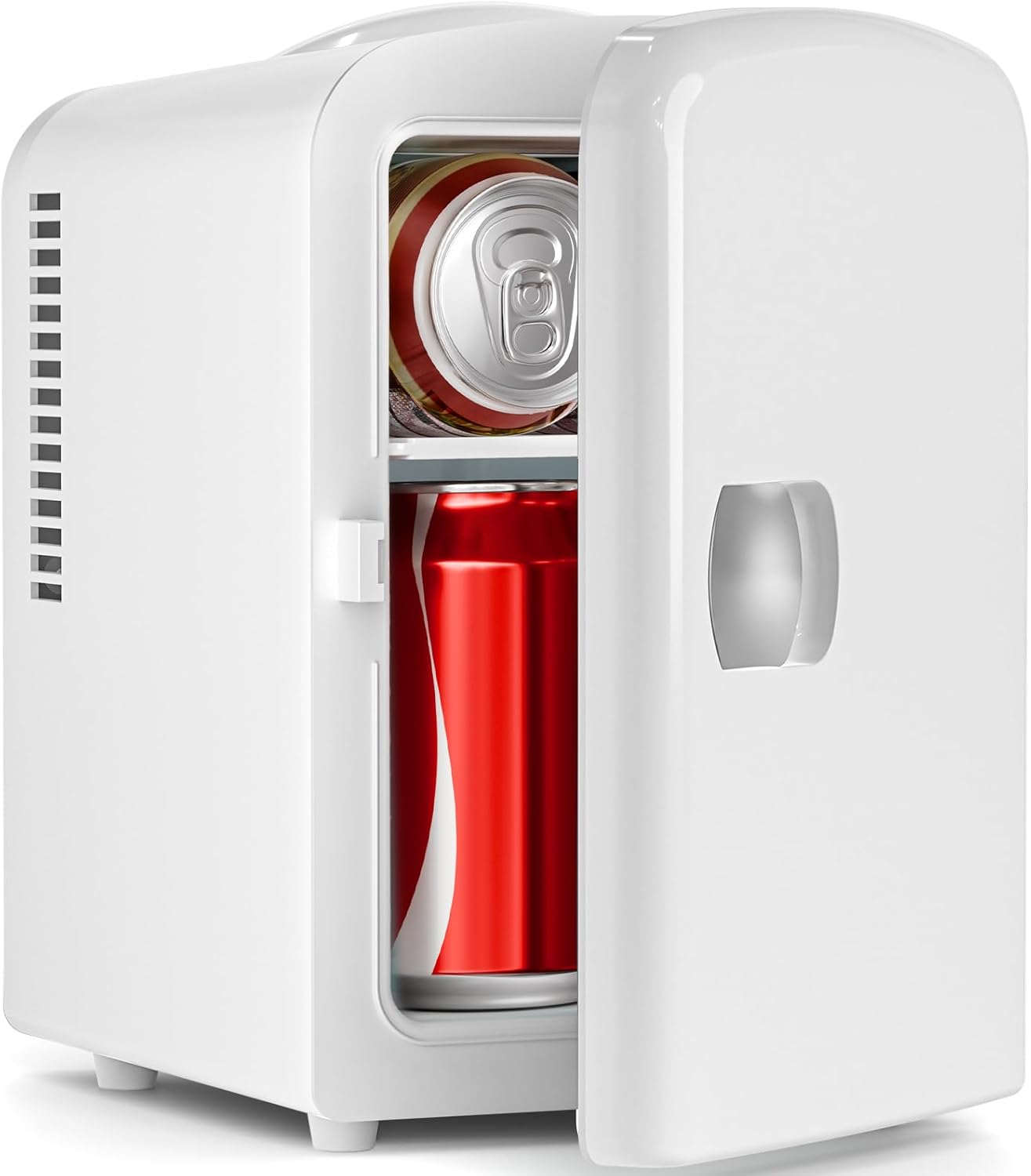 Compact Refrigerator, Portable Mini Fridge, Skin Care 4L Capacity/6 Cans, for Bedroom, Car, Office & Dorm, Small Cooler for Cosmetics, Beverage and Food, White