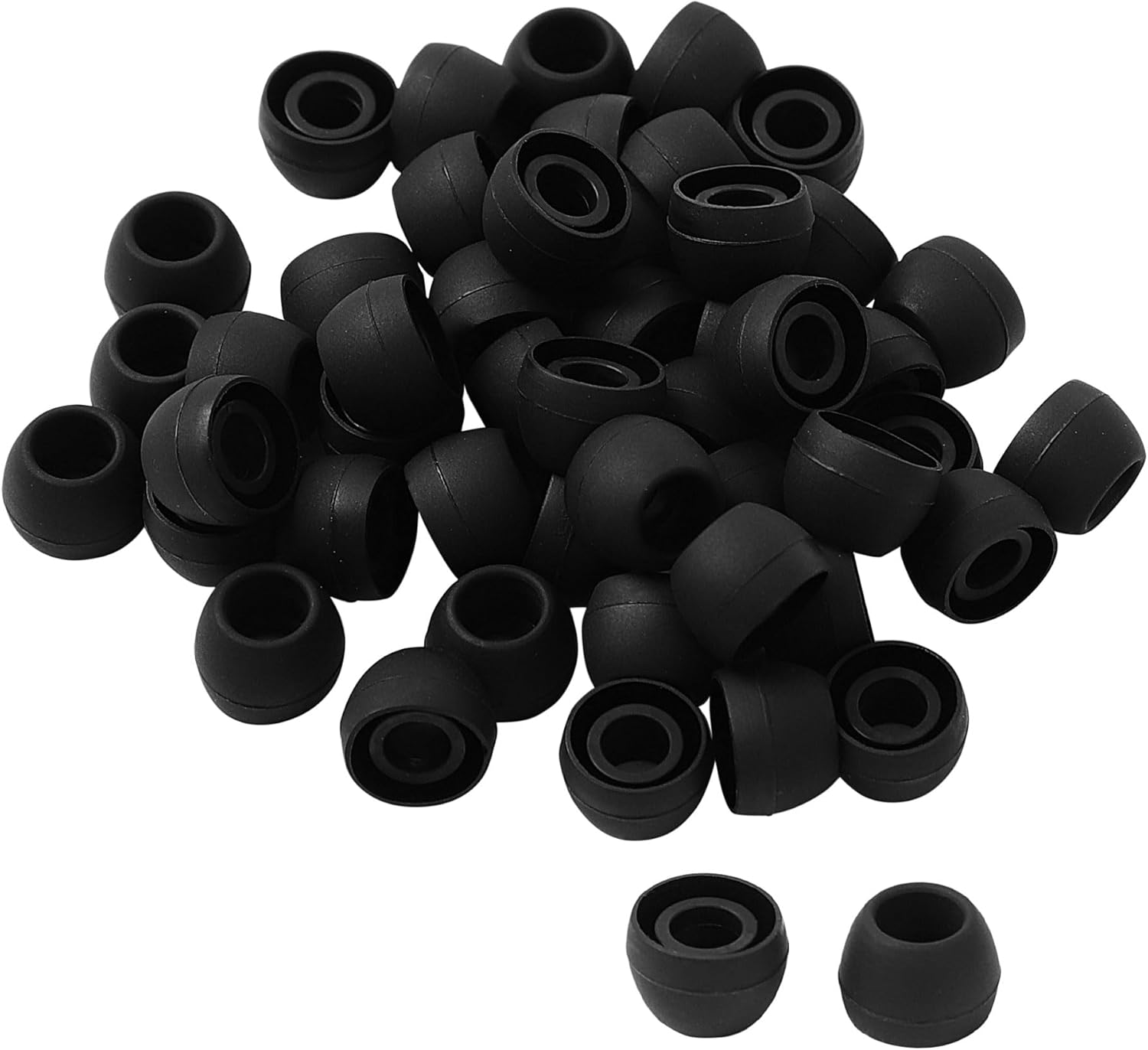 sourcingmap 50 Pcs Soft Silicone Replacement Earbud Tips, Portable 10 x 8mm Ear Tips for Earphone Headsets Accessories, Earbuds Covers with 5mm Inner Hole for Fit Most in-Ear Earbuds, Black