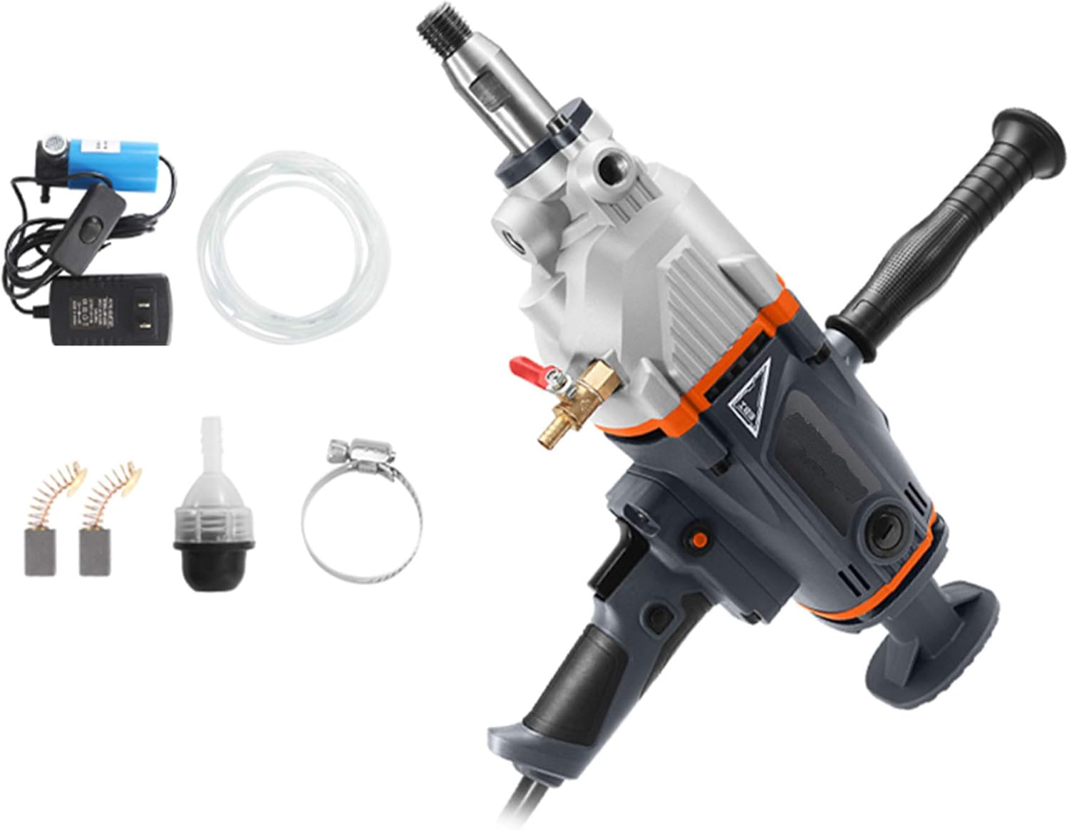 Hanchen Core Machine 200mm Concrete Machine 4300W Wet Handheld Electric Core Drill with Water Pump 220V for Concrete Cement Wall Red Brick (Without Drill)