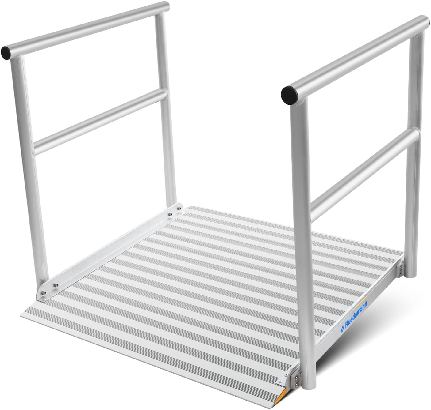 Ruedamann 3'L x 36" W Aluminum Wheelchair Ramp with Handrails, 600 Lbs Capacity Threshold Ramp for Home Steps Stairs Curbs, Non-Slip Access Ramp, Doorway Ramps for Wheelchairs Scooters Carts Walkers
