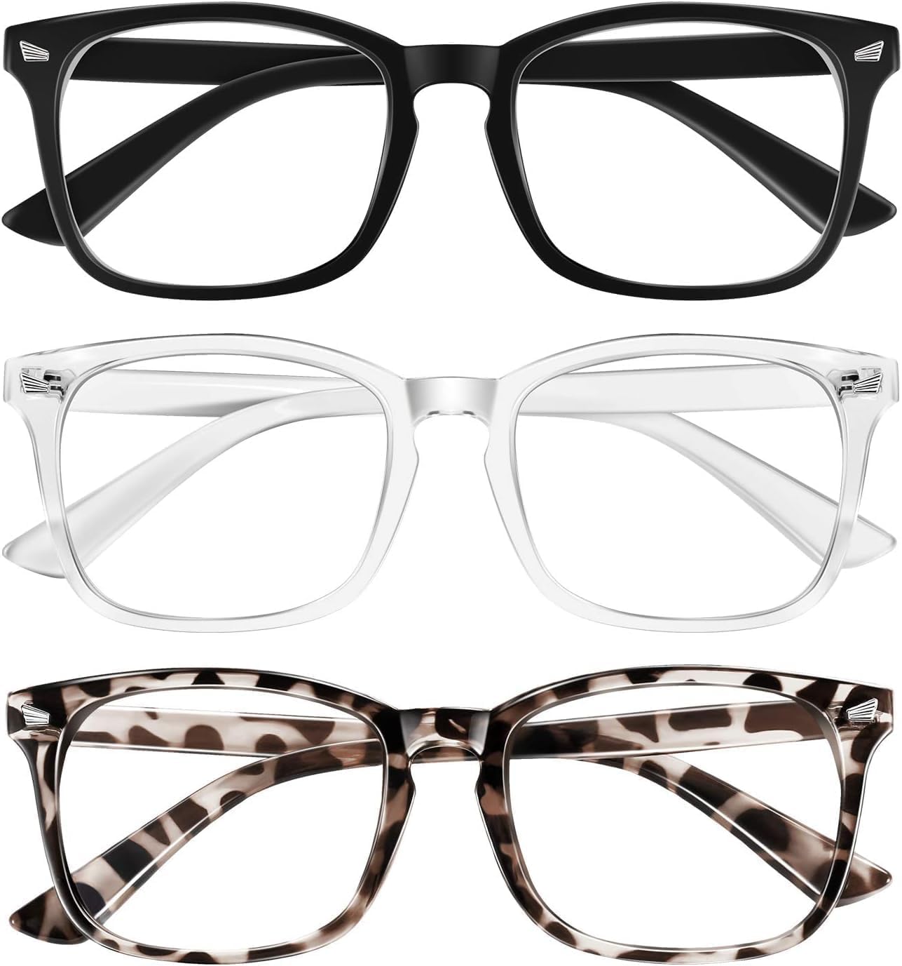 Reading Glasses for Women Blue Light Blocking Glasses Filter UV Square Readers Glasses for Men and Women 3 Pack Reader +2.00