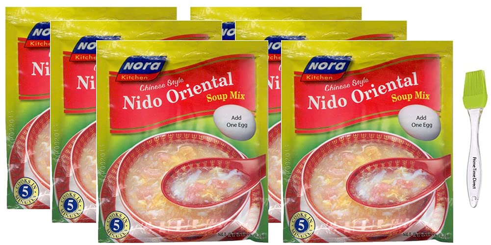 Nora Kitchen Chinese Style Nido Oriental Soup Mix, 2.18oz (Pack of 6) Bundle with PrimeTime Direct Silicone Basting Brush in a PTD Sealed Bag