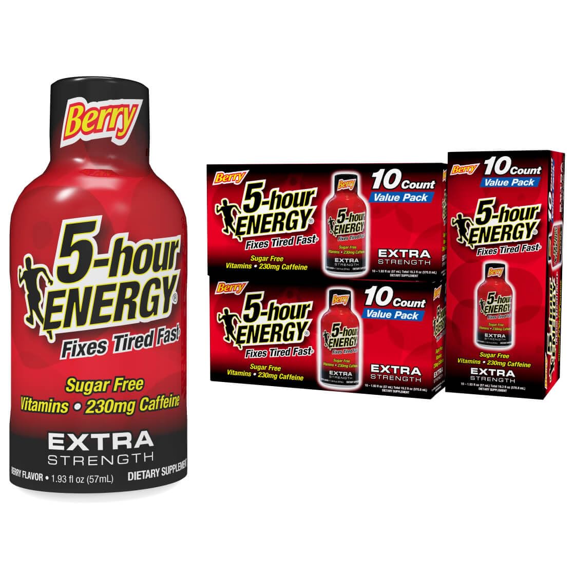 5-hour ENERGY Shots Extra Strength, Berry Flavor | 1.93 oz. 30 Count | Sugar Free, Zero Calories | Amino Acids and Essential B Vitamins | Dietary Supplement | Feel Alert and Energized