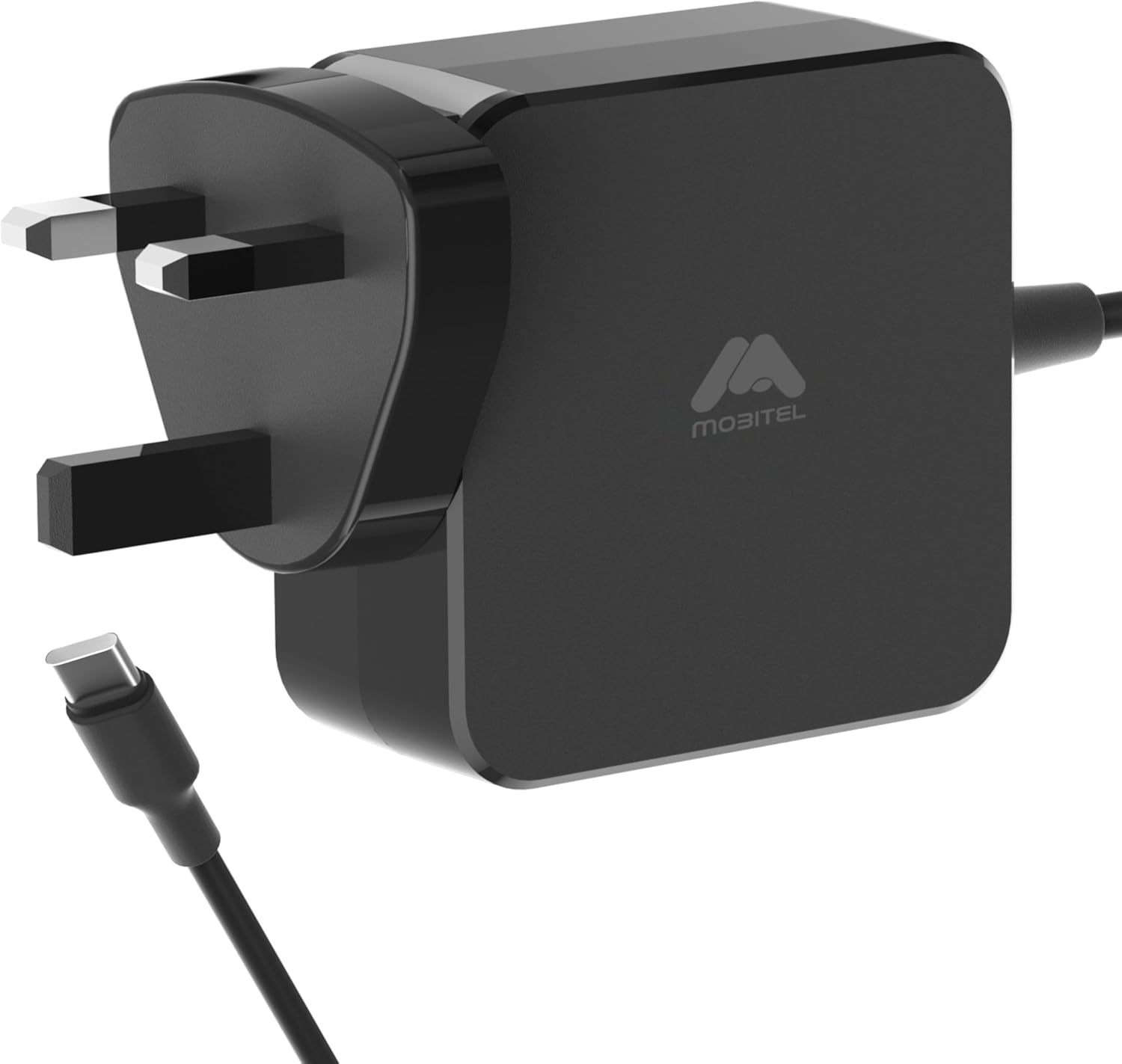 Mobitel 65W GaN USB-C Charger with Built-in 3M Fast Charging Cable UK Plug Adapter Overcharge & Short Circuit Protection Compatible with MacBook Pro Air Dell HP Lenovo iPad Laptops Smartphones