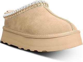Women's Platform Mini Boots Slippers for Women Indoor Slippers Slip on Fur Fleece Lined Suede Short Ankle Boots