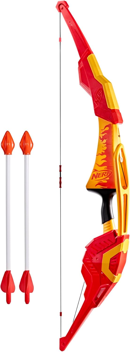 NERF Pyrostrike Megabow, 42-Inch Bow Fires Arrows Up to 105 Feet, 2 Arrows with Soft Tips, Kids Outdoor Toys & Gifts, Ages 10+ (Amazon Exclusive)