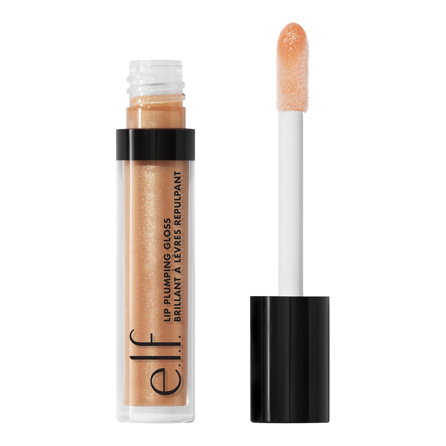 e.l.f. Lip Plumping Gloss, Hydrating, Nourishing, Invigorating, High-Shine, Plumps, Volumizes, Cools, Soothes, Champagne Glam, Shimmer, 0.09 Oz
