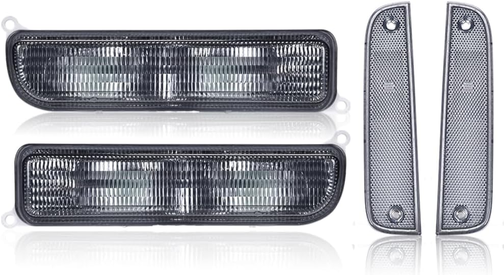 PIT66 Smoked Bumper Turn Signal Combo and Corner Side Marker Lamps Set Compatible with Jeep Cherokee XJ Chassis 1997 1998 1999 2000 2001 Driver & Passenger Side 4PCS