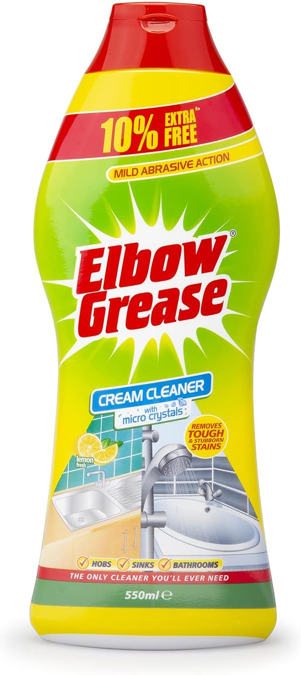 Elbow Grease Cream Cleaner With Micro Crystals For Kitchens And Bathrooms 550 Ml, Yellow, Lemon, 1 Pack