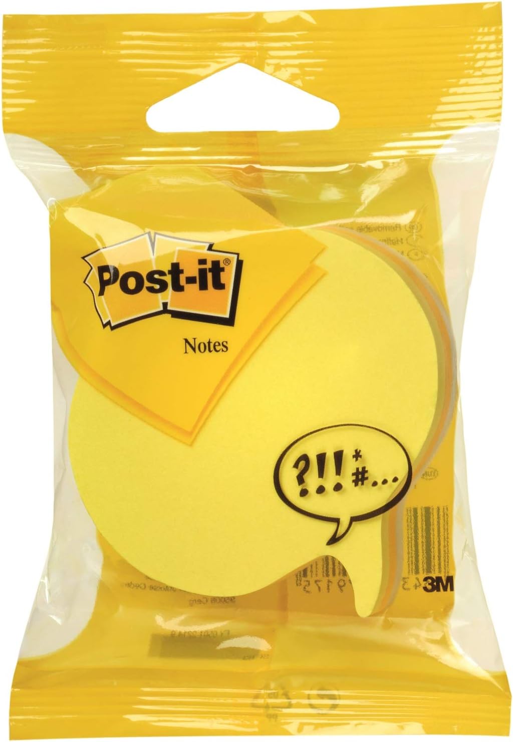 Post-it Notes Die-Cut Shape, Speech Bubble, Yellow, 70 mm x 70 mm, 76 Sheets/Pad, 3 Pads, Yellow/Grey - Self-stick Notes For Note Taking, To Do Lists & Reminders