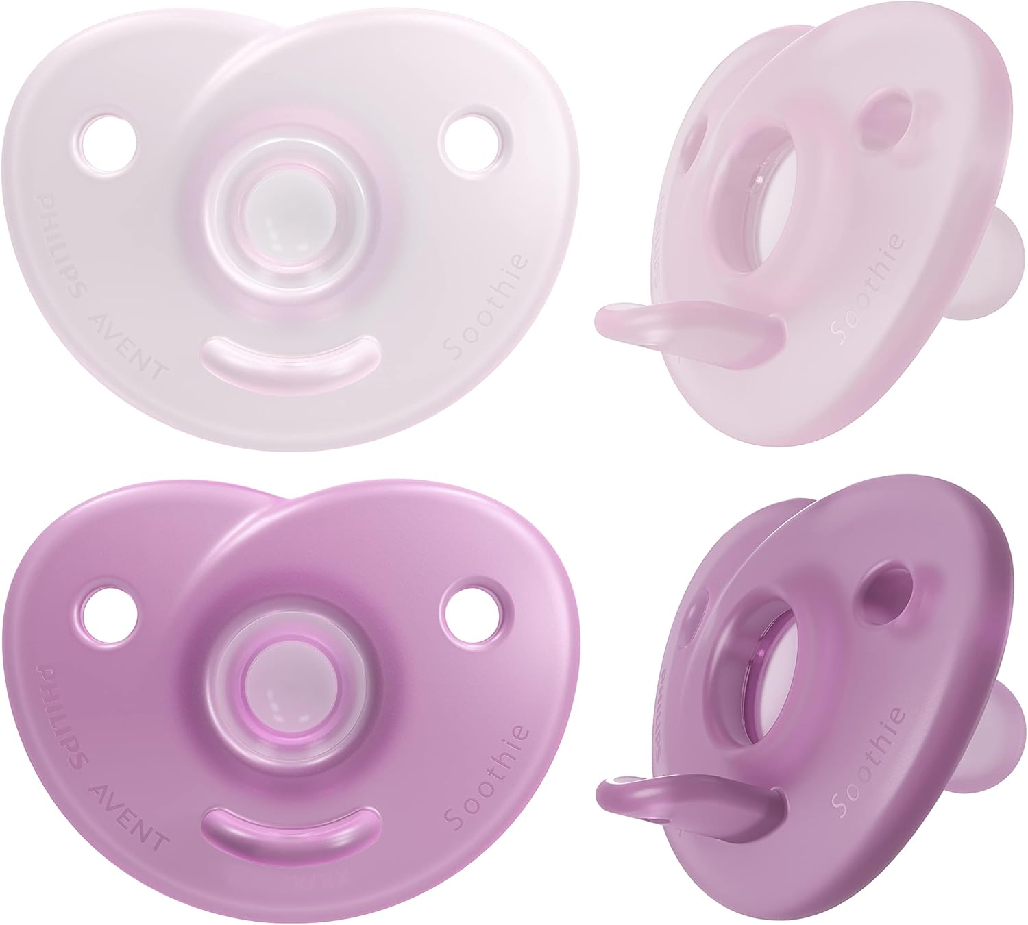Philips Avent Soothie Heart Pacifier, Pink/Light Pink, 0-3 Months, 4 Pack, SCF099/42