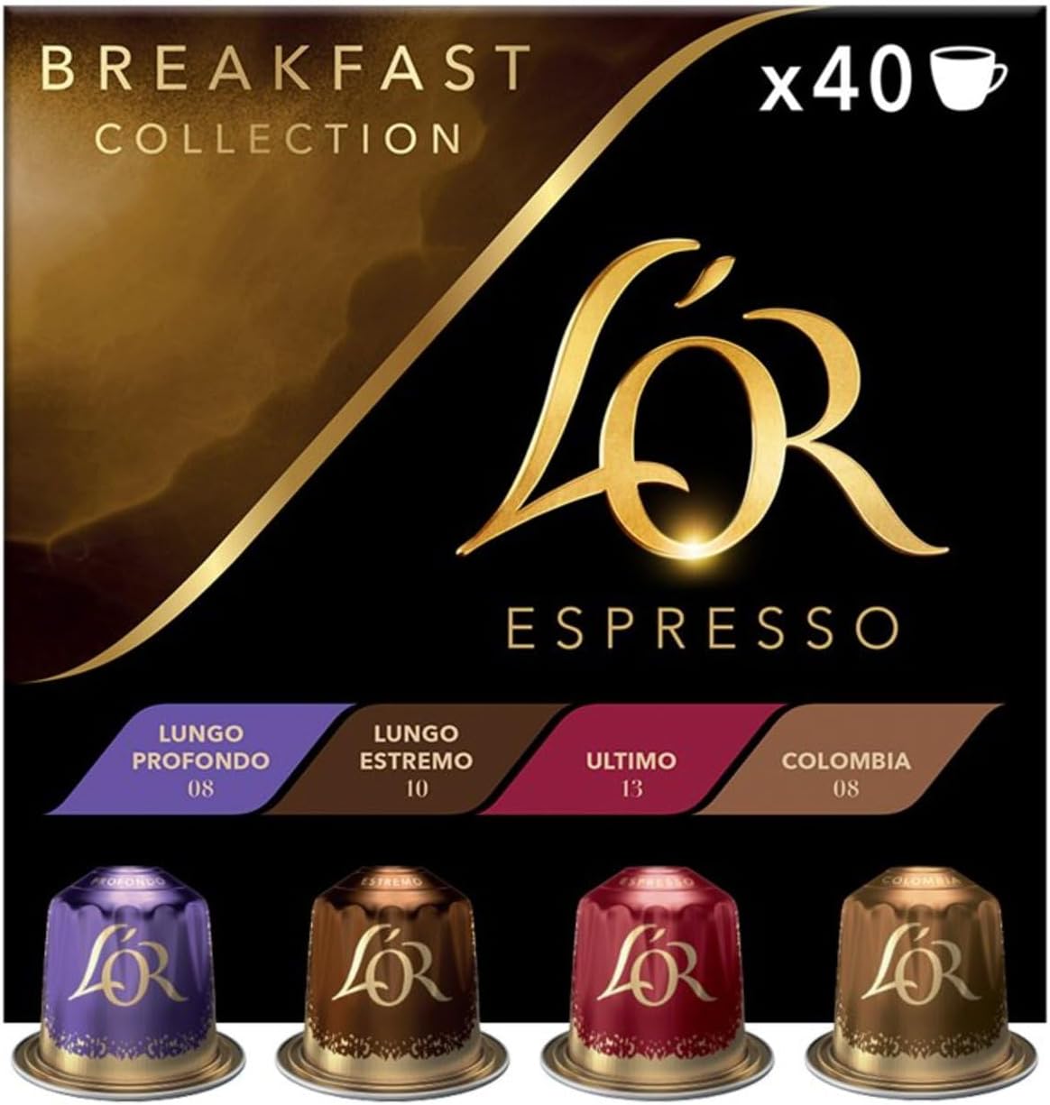 L'OR Espresso Breakfast Variety Box Coffee Pods x40 Nespresso®* Compatible