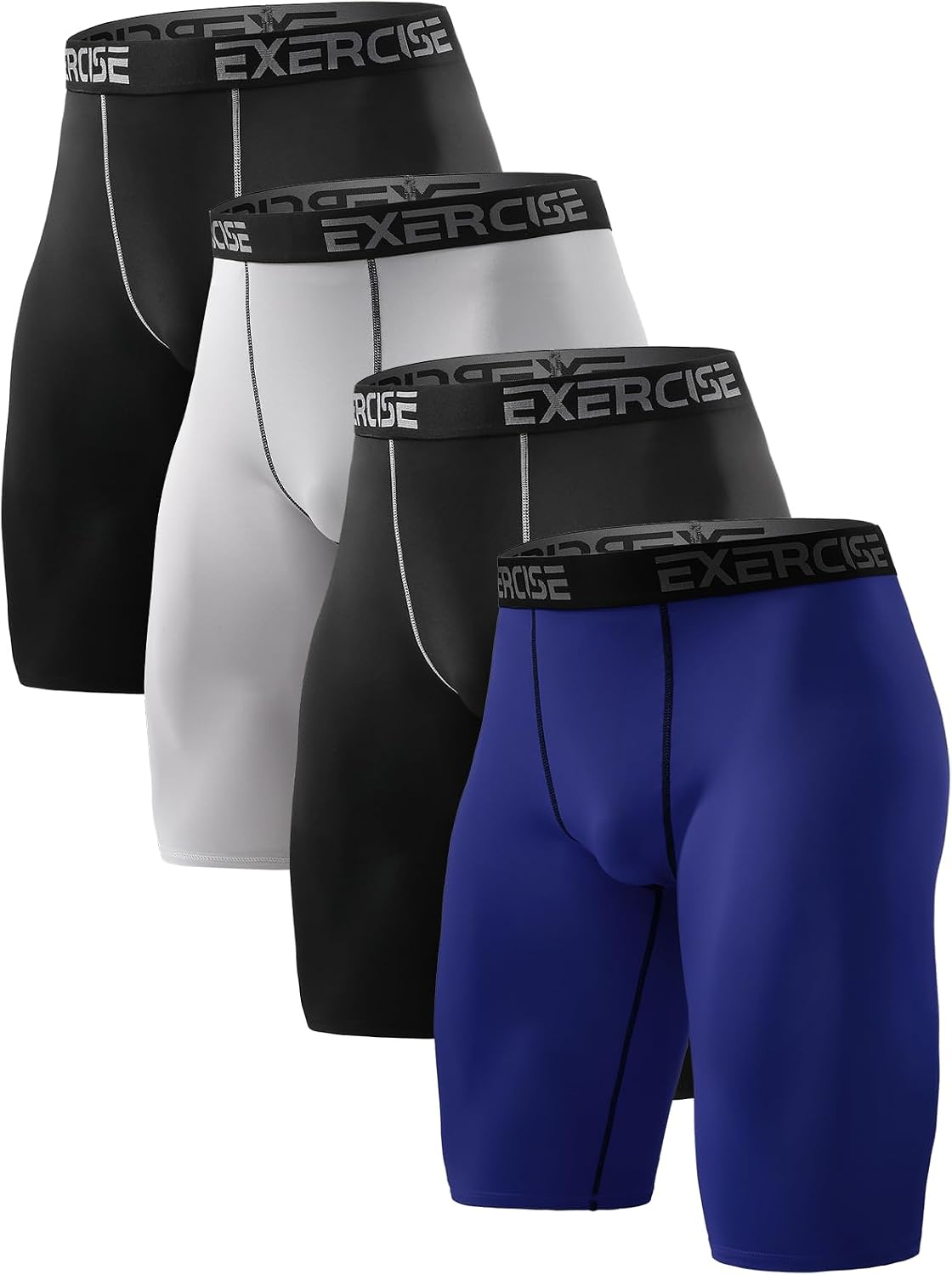 Men's Compression Shorts 4 Pack Lycra Shorts Moisture Wicking Anti Chafing Underwear Base Layer Short Quick Dry Sports Tights Undershorts for Gym Running Workout