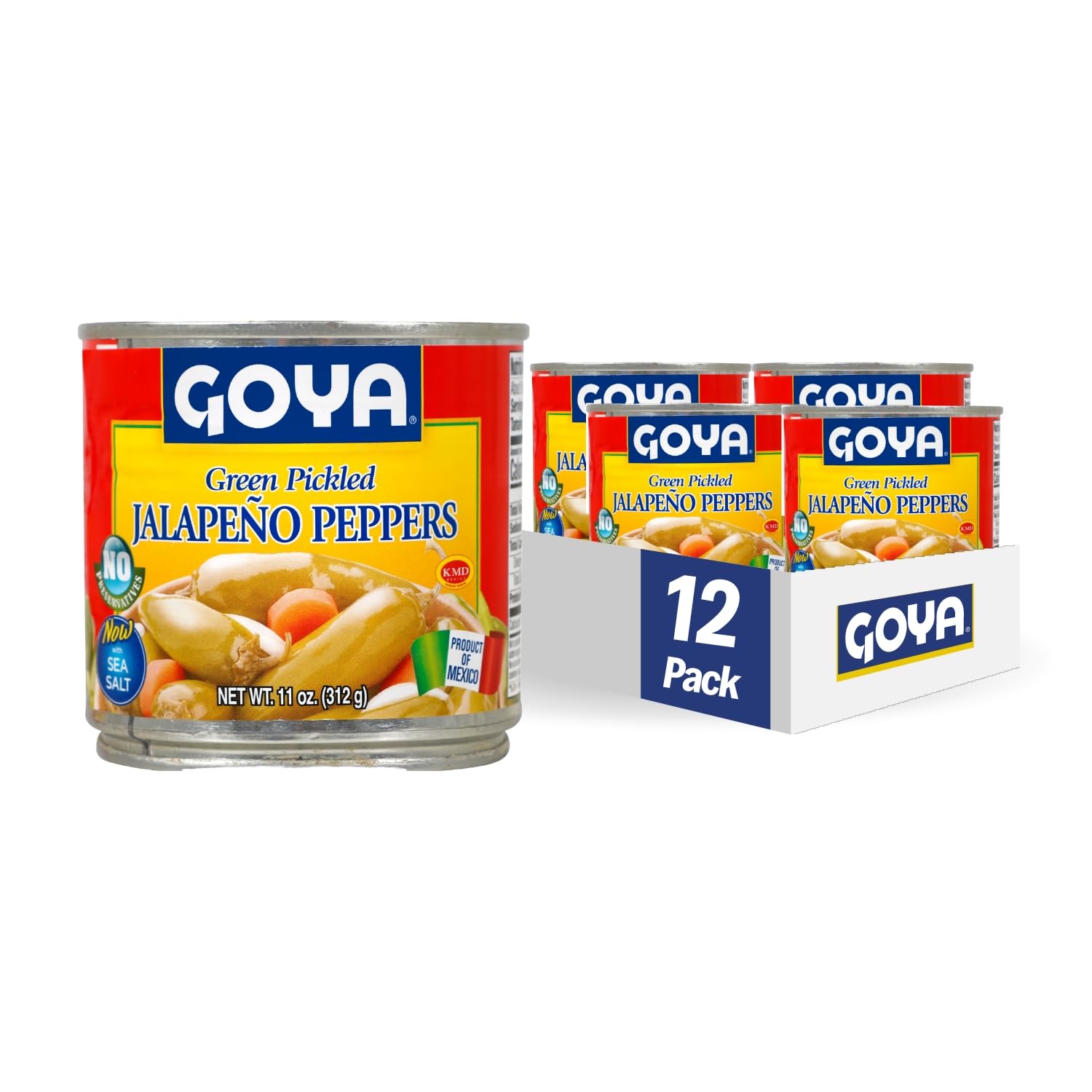 Goya Foods Green Pickled Jalapeno Peppers, Whole, 11 Ounce (Pack of 12)