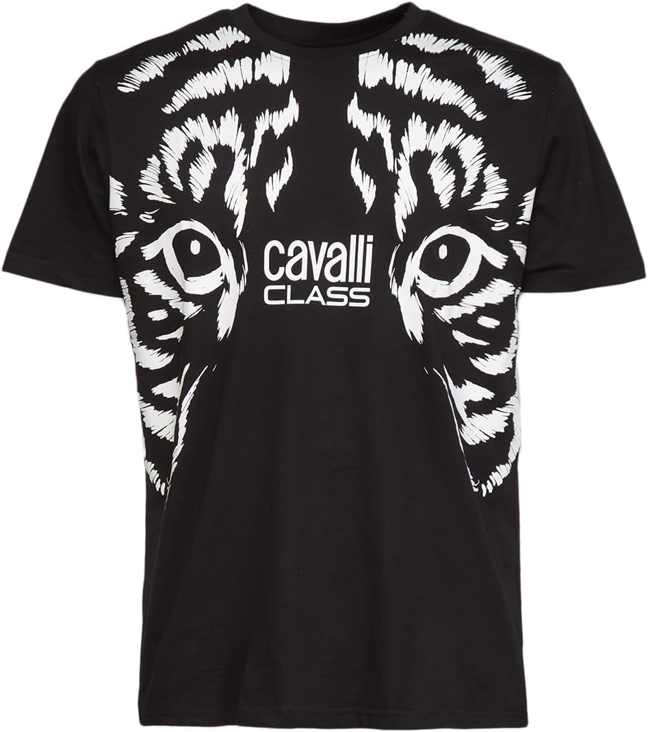 Black Tiger Eyes Print Fashion T-Shirt-L for Mens, Large