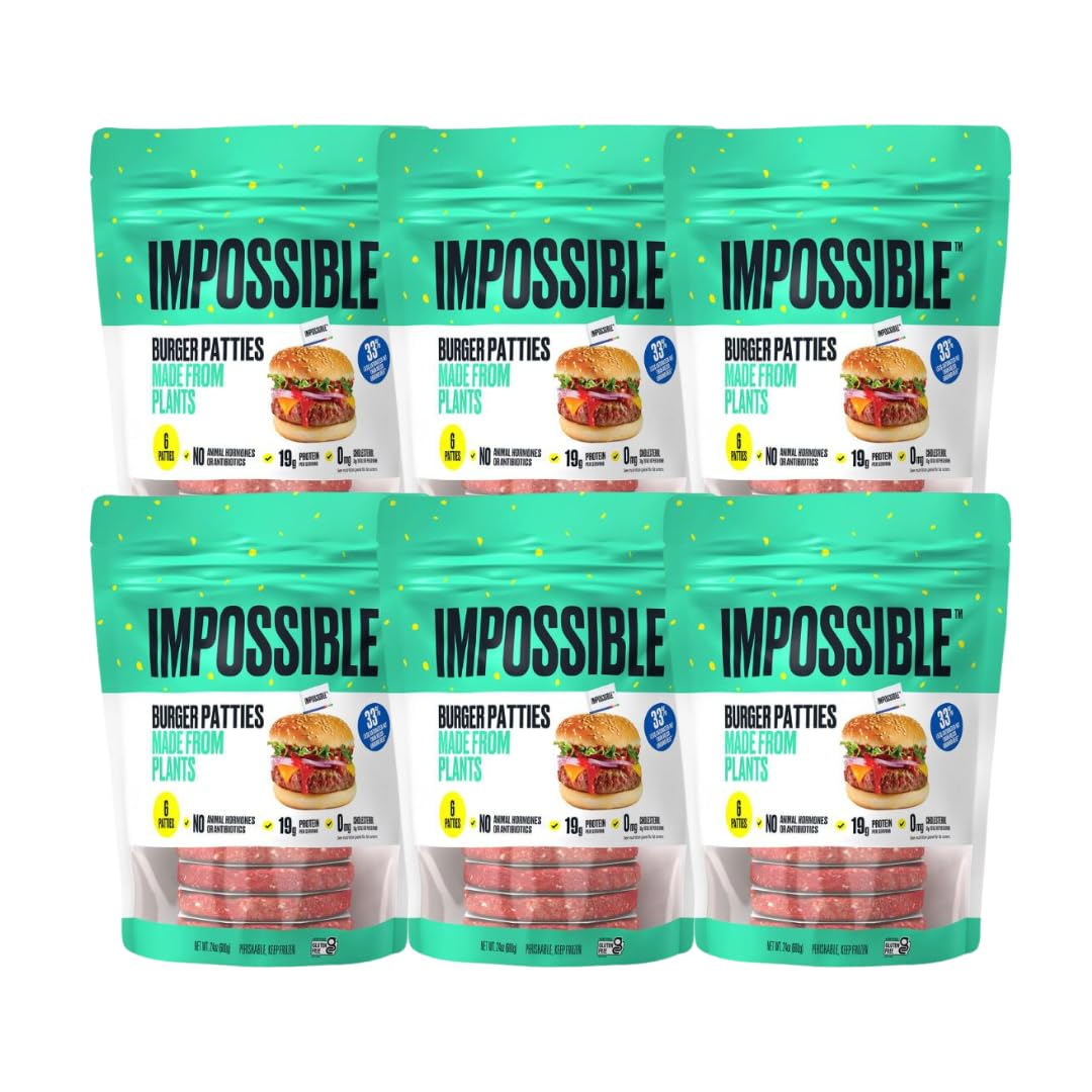 Impossible Burger Patties - 19g of Protein - No Animal Hormones and Antibiotics - Gluten Free Certified - Halal, 6 -Pack (1/4lb Each) Ready Set Gourmet Donate a Meal Program
