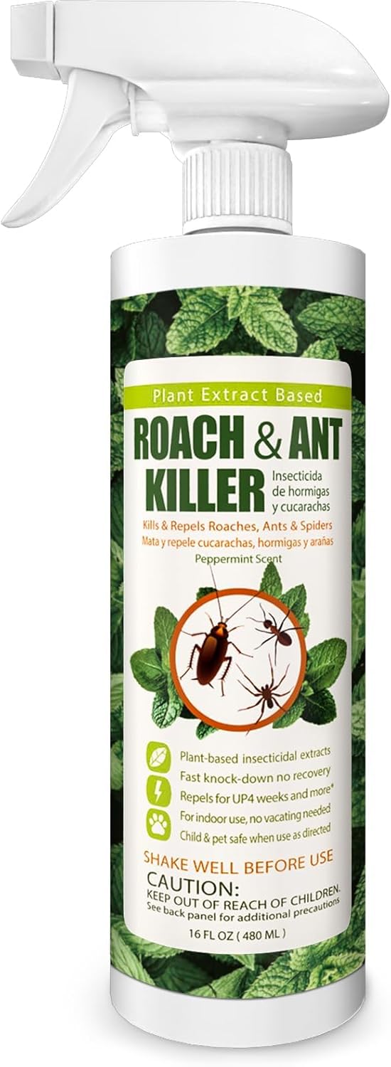 EcoVenger Roach & Ant Killer 16OZ, Kills on Contact, Extended 4-Week Deterrence, Kills Cockroaches, Ants & Other Indoor & Outdoor Crawling Insects, Peppermint Oil, Non-Toxic, Safe for Children & Pets