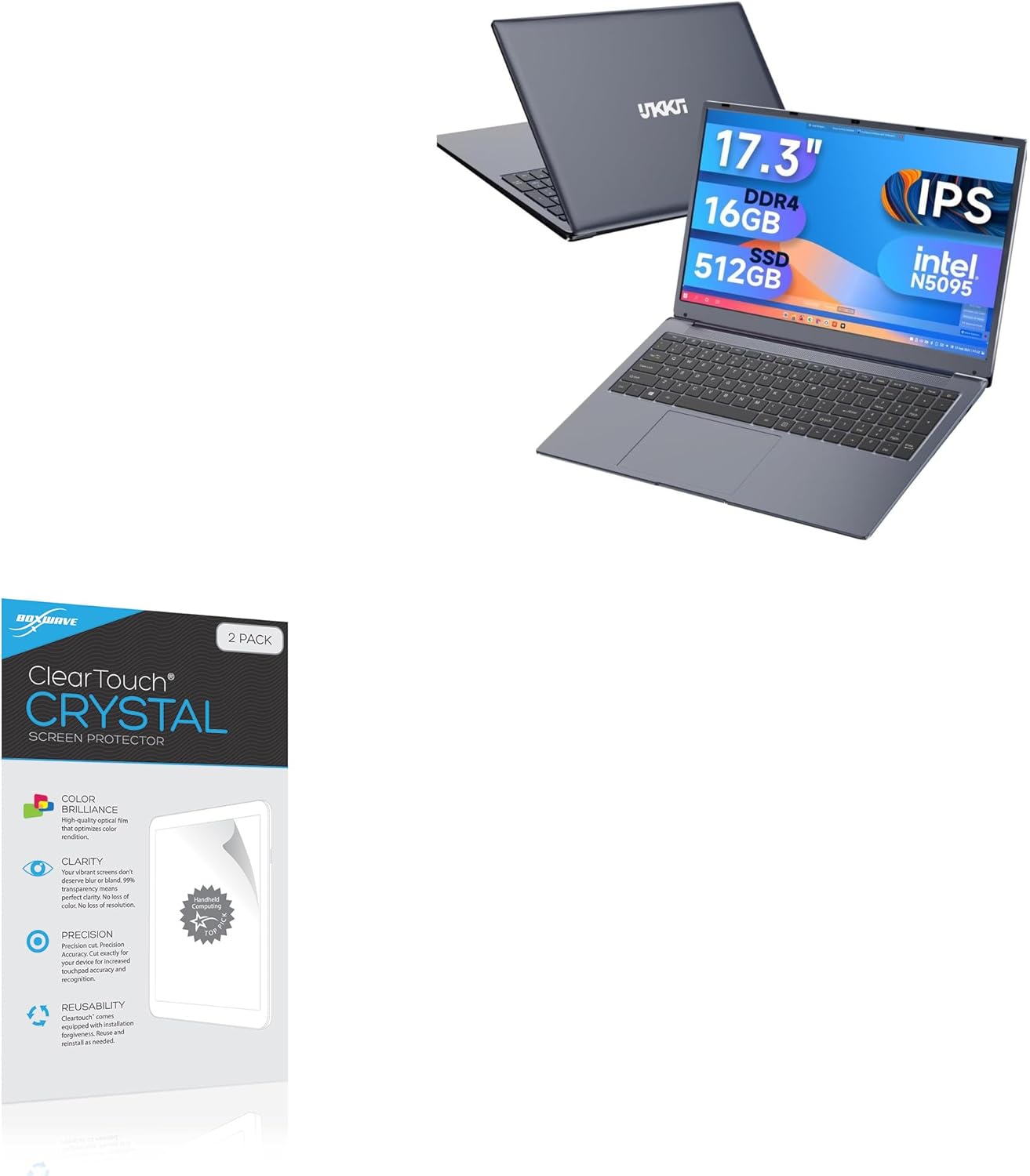 BoxWave Screen Protector Compatible with IJKKJI MTL1561 Windows 11 Laptop (17.3 in) - ClearTouch Crystal (2-Pack), HD Film Skin - Shields from Scratches