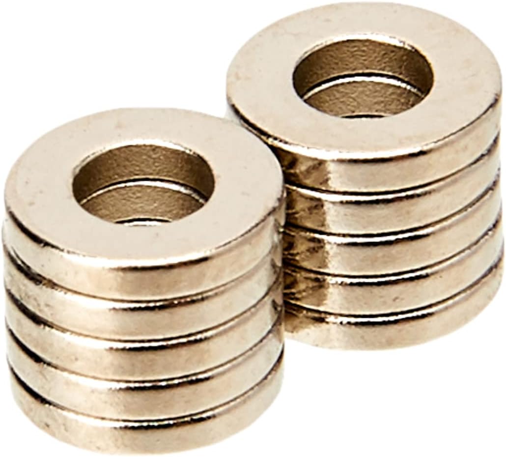 Diametrically Magnetised N42 Neodymium Magnet for Engineering, Manufacturing and Technology Applications - 6mm O.D. x 3mm I.D. x 1mm thick - Pack of 10