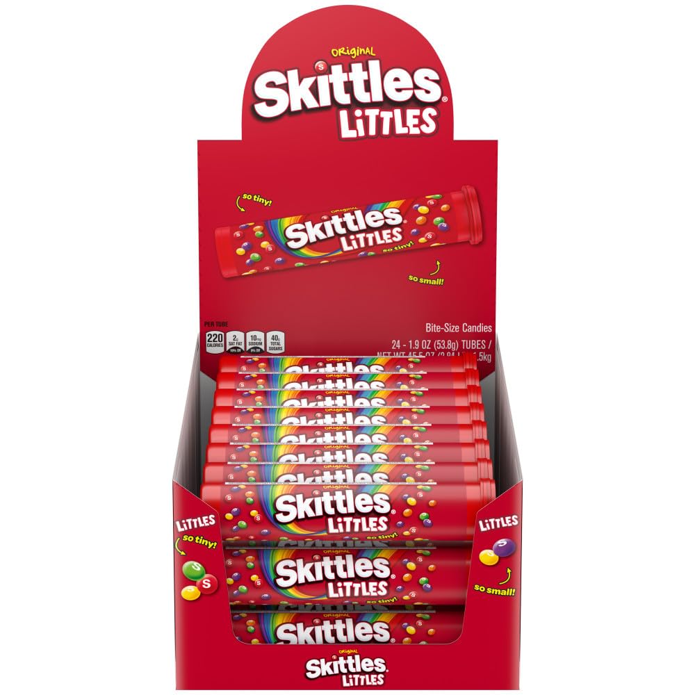 SKITTLES Littles Originals Rainbow Chewy Candy Bulk, 45.6 Oz, 24 Count Mega Tubes, Tiny Fruit-Flavored Candy, Holiday Celebrations, Sharing at the Office
