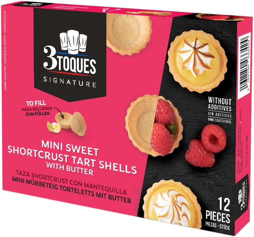 3 Toques Mini Sweet Shortcrust Tart Shells with Butter - 1x12