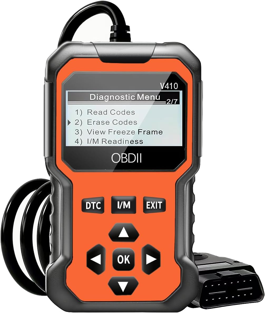 410orange-OBD2 Scanner Diagnostic Tool - Quickly Erase Engine Light Fault Code Scanner Tool with Reset, DTC, Data Stream, I/M Readiness, Car & Truck Scan Tool for All Vehicles Since 1996