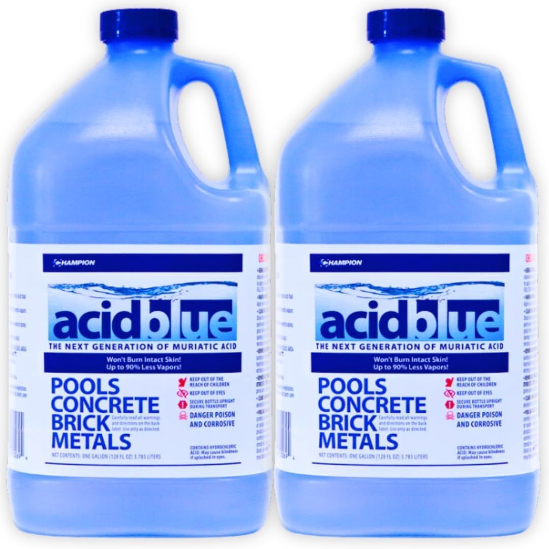 Acid Blue - Low Fume Muriatic Acid for Swimming Pools & Spas - Lower's pH, Reduces Alkalinity - 2 Gallon