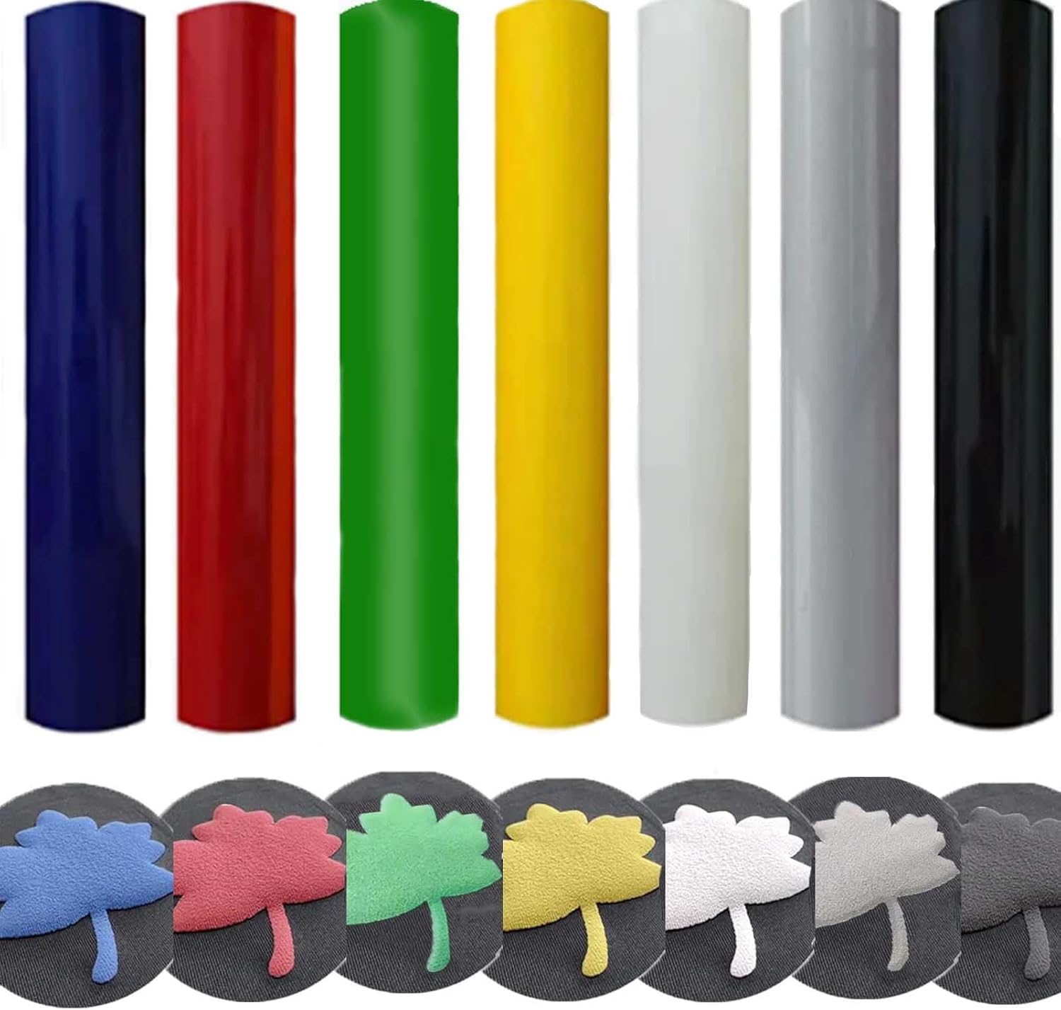 BLINGARTY Puff Vinyl Heat Transfer, 3D Transfer Bundle Sheets Iron on for Cricut, Foaming Puffy HTV Press T Shirts DIY Clothes Fabric, 7 Assorted Colors Size 12''X10''