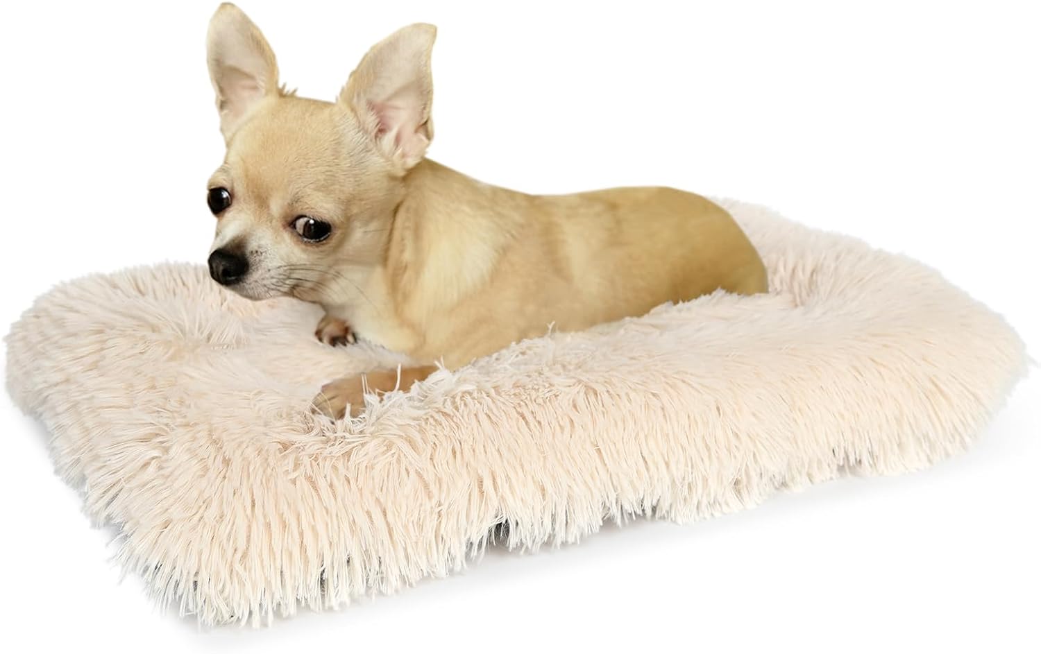nononfish Extra Small Dog Crate Bed, 22"x13", Faux Shag Fur, Non-Skid Bottom